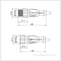 Cabo de conexão IP67 M12 macho para fêmea